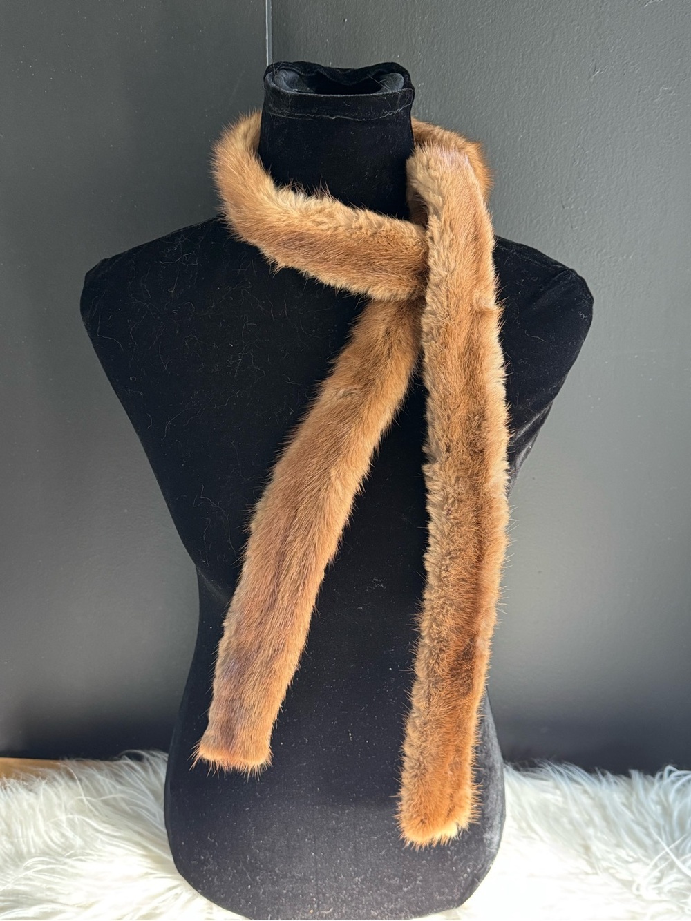 Vintage Classic Tan Fur Scarf for Women
